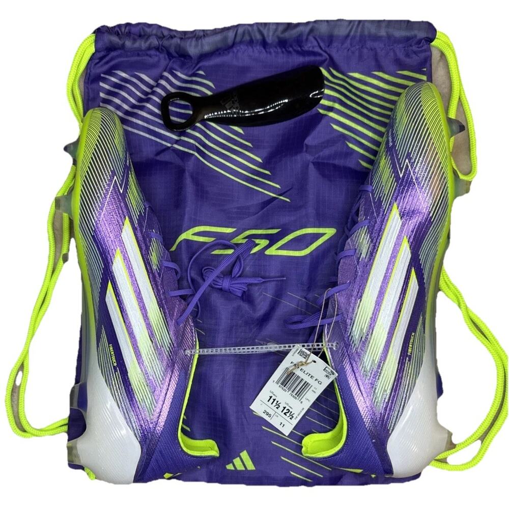 Adidas F50 Elite FG Firm Ground Soccer Cleats Men’s Size 11.5 Purple JH7615 BAG